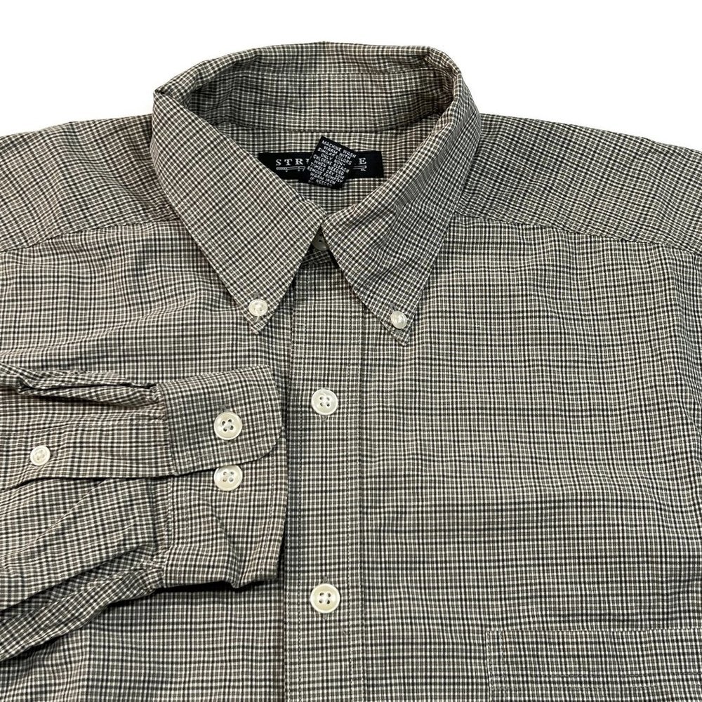 Structure Button Down Shirt Mens Medium Gray Blue Plaid‎ Long Sleeve